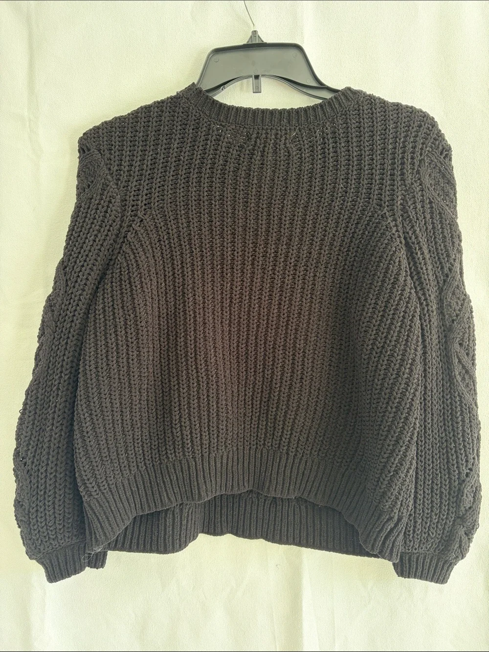 Maurices Black Open-Knit Scoopneck Sweater, XS